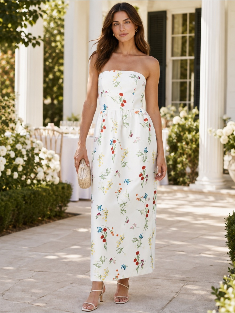 French Connection STRUCTURED TAFFETA CHRISTINE STRAPLESS MAXI DRESS NWT